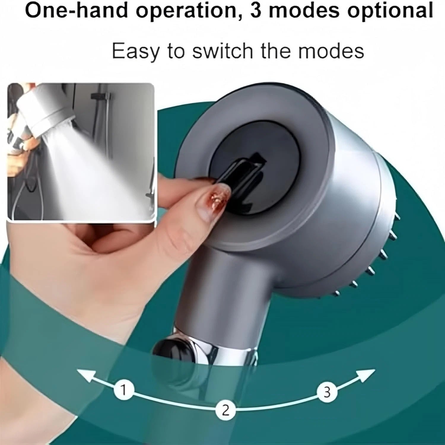 3 Modes Shower Head – High Pressure & Water Saving