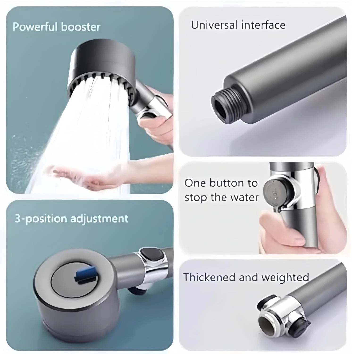 3 Modes Shower Head – High Pressure & Water Saving