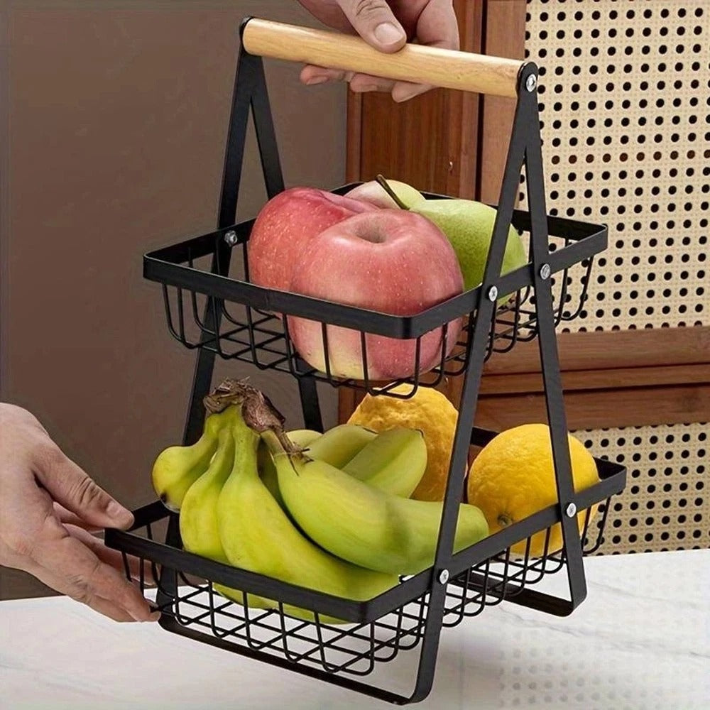 2-Tier Iron Fruit & Vegetable Storage Basket