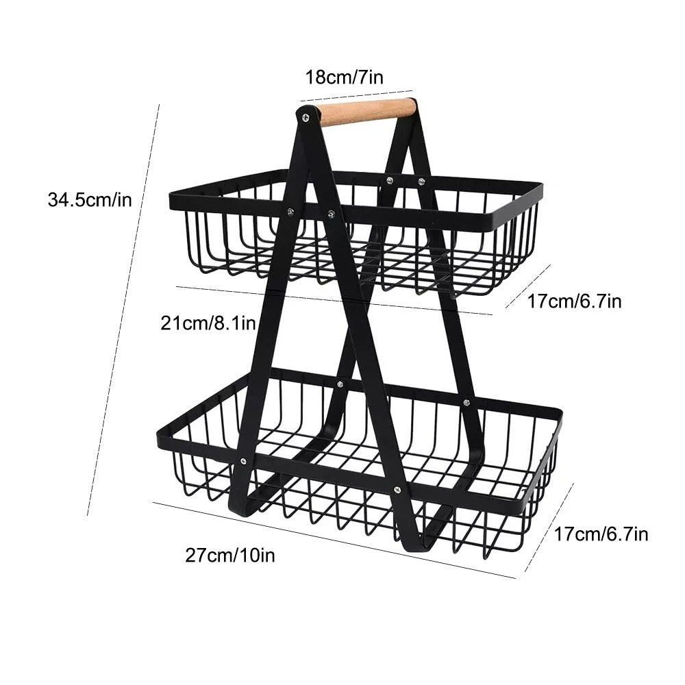 2-Tier Iron Fruit & Vegetable Storage Basket