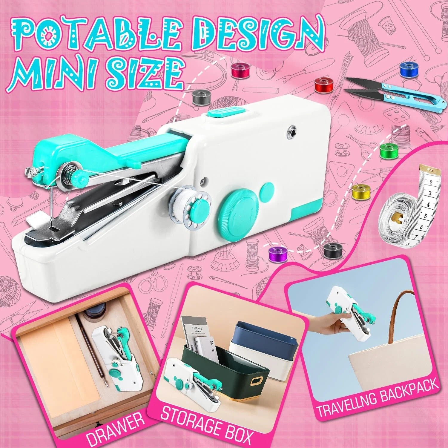 Mini Portable Handheld Stitch Machine – Quick Fabric Repair Sewing Tool