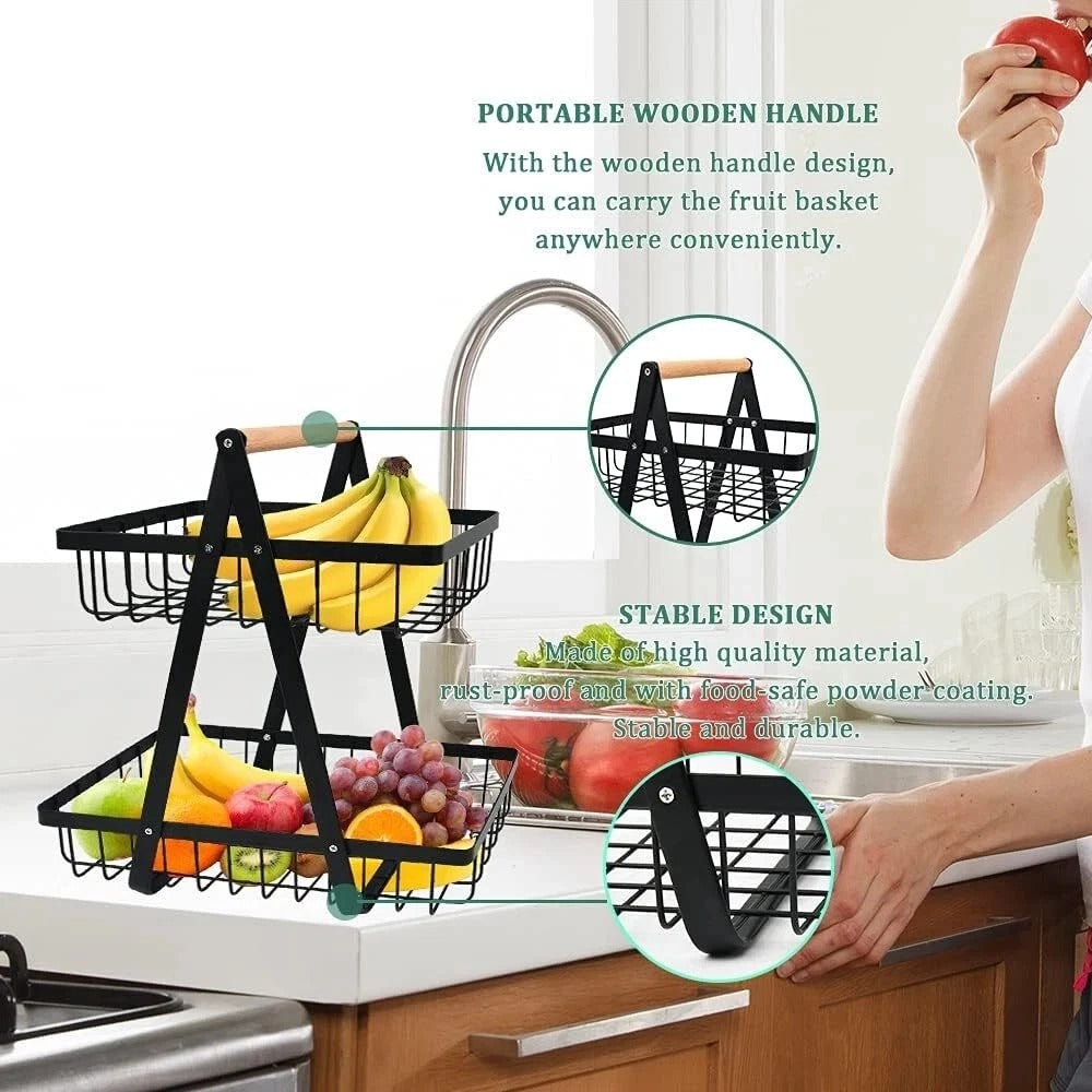 2-Tier Iron Fruit & Vegetable Storage Basket