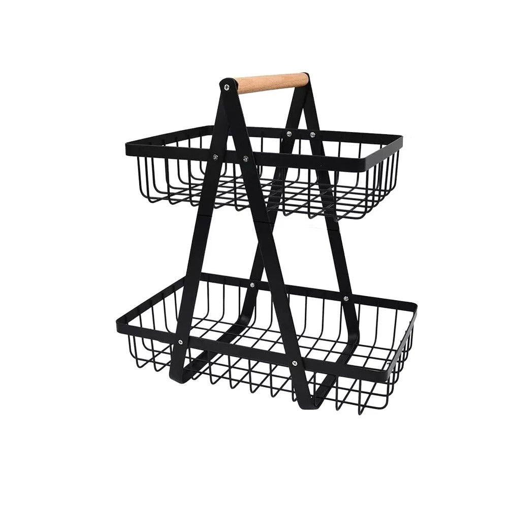 2-Tier Iron Fruit & Vegetable Storage Basket