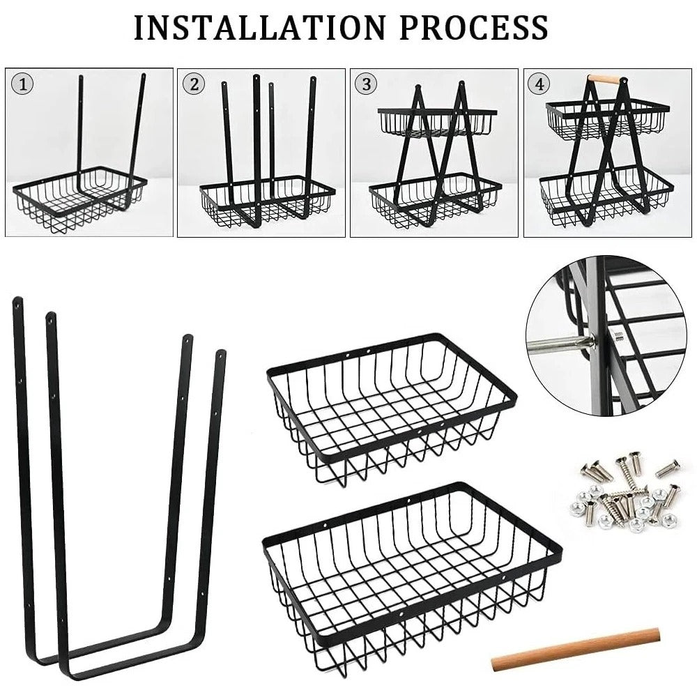 2-Tier Iron Fruit & Vegetable Storage Basket