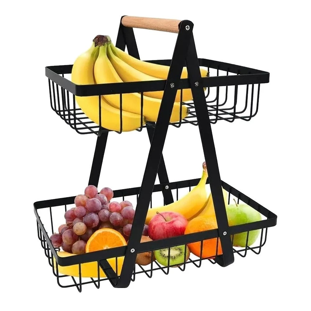2-Tier Iron Fruit & Vegetable Storage Basket
